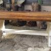 Handmade 6' 6" x 3' Rustic Pine Trestle Table_1