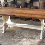 Shabby Chic Style Rustic Reclaimed Pine and Painted Trestle Table