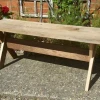 Rustic Pine Cross Legged Trestle Stool Coffee Table_1
